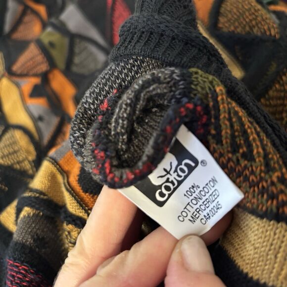 Vintage 1990s Hiphop TUNDRA Textured Sweater XLT Cotton Canada Coogi Colorful - Picture 4 of 8
